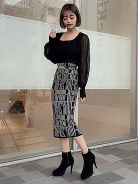 「リゼクシー」｜「アイテム（ニット/セーター）」を使った、RESEXXYさん（レディース・153cm）の冬コーディネート