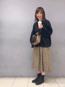 Haruna.さんの「・花柄ロングギャザースカート ●＊」を使ったコーディネート