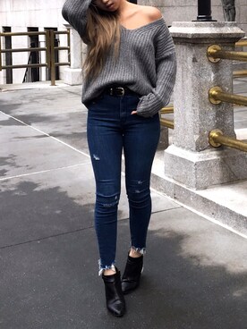 「brandymelville」｜「アイテム（ブーツ）」を使った、Sophie Leungさん（レディース・163cm）の冬コーディネート