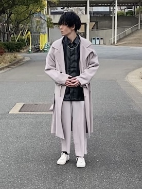 「tk.TAKEO KIKUCHI（ティーケータケオキクチ）のアイテム（トレンチコート）」を使った、takumaさん（メンズ・178cm）の春コーディネート