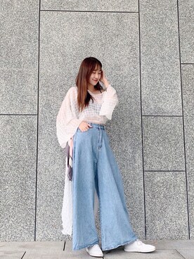 「Lulus（-）のアイテム（パンツ）」を使った、琪琪さん（レディース・165cm）の春コーディネート