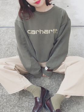 「carhartt」｜「アイテム（ローファー）」を使った、oriさん（レディース・160cm）の秋コーディネート