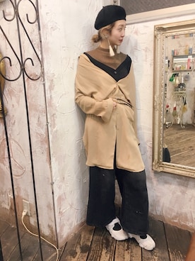「美容師」｜「アイテム（シャツワンピース）」を使った、muramotoさん（レディース・167cm）の冬コーディネート