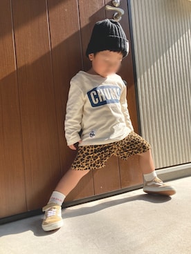 「CHUMS（チャムス）のアイテム（トップス）」を使った、えいたろすさん（キッズ・80cm）の秋コーディネート