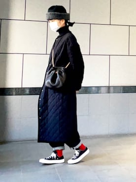 「R&D.M.Co OLDMAN’S TAILOR（オールドマンズテイラー）のアイテム（ジャケット/アウター）」を使った、jenさん（レディース・156cm）の冬コーディネート