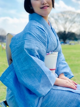 「花見」｜「アイテム（浴衣）」を使った、ひなたさん（レディース・154cm）の春コーディネート