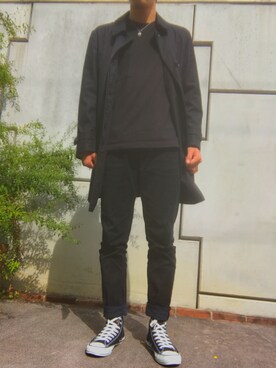 「無印良品（ムジルシリョウヒン）のアイテム（ステンカラーコート）」を使った、Takaさん（メンズ・179cm）の秋コーディネート