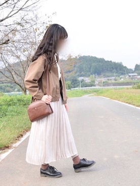 「無印良品（ムジルシリョウヒン）のアイテム（ノーカラージャケット）」を使った、yurieさん（レディース・156cm）の秋コーディネート