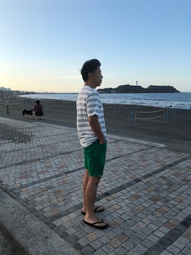 「rip curl（リップカール）のアイテム（シューズ）」を使った、sachiさん（メンズ・167cm）の夏コーディネート