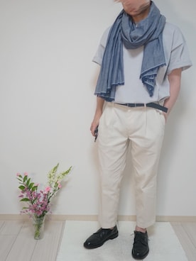 「green label relaxing（グリーンレーベルリラクシング）のSC☆ホップサック WIDE 2P テーパード 9分丈 パンツ / アンクルパンツ（その他パンツ、ホワイト系）」を使った、n6kbnovaさん（メンズ・171cm）の夏コーディネート