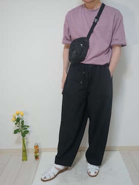 「RAINMAKER（レインメーカー）の【RAINMAKER】DOUGI PANTS 2（その他パンツ、ブラック系）」を使った、n6kbnovaさん（メンズ・171cm）の夏コーディネート
