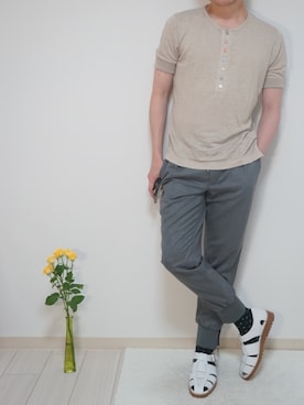 「Paul Smith COLLECTION（ポールスミスコレクション）のアイテム（シャツ/ブラウス、ベージュ系）」を使った、n6kbnovaさん（メンズ・171cm）の夏コーディネート