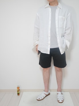 「Gramicci（グラミチ）の【63】【GRAMICCI】NN-SHORTS（チノパンツ、ブラック系）」を使った、n6kbnovaさん（メンズ・171cm）の夏コーディネート