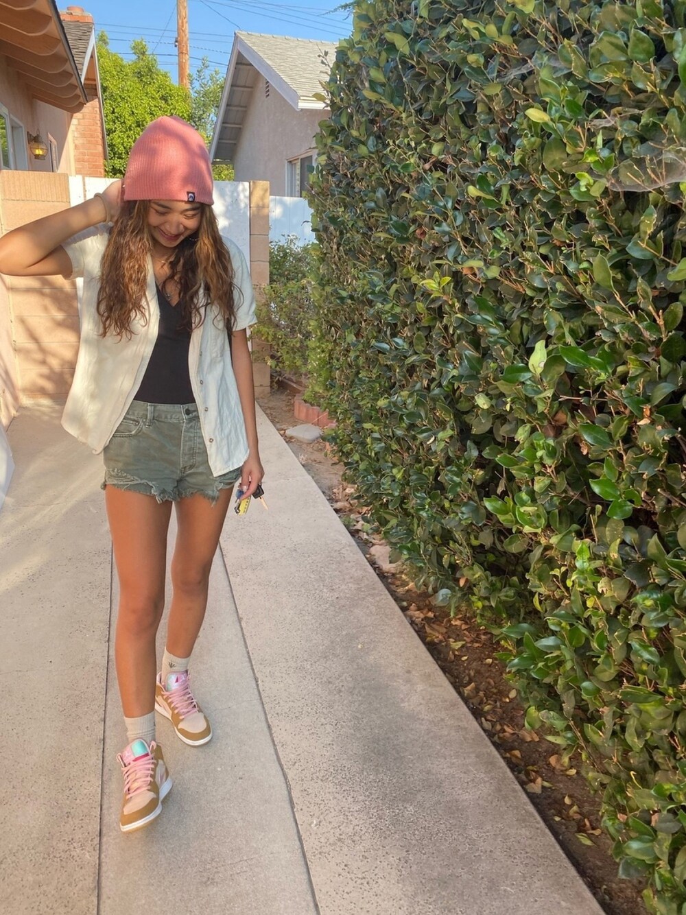 「SoCal、aj1lolabunny、rhythm、Abercombie&Fitch、AFENDS、freepeople」｜「FREE PEOPLEのアイテム（デニムパンツ、グリーン系）」を使った、blueeeeskyyyyさん（レディース・170cm）の秋コーディネートの1枚目の写真