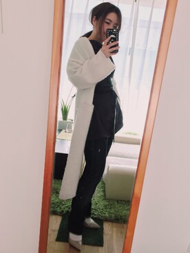 「サッシュベルト」｜「アイテム（その他アウター）」を使った、Mitsiさん（レディース・153cm）の春コーディネート