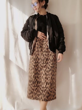 「ベレー帽推奨委員会」｜「アイテム（MA-1）」を使った、S a y a ♡さん（レディース・157cm）の冬コーディネート