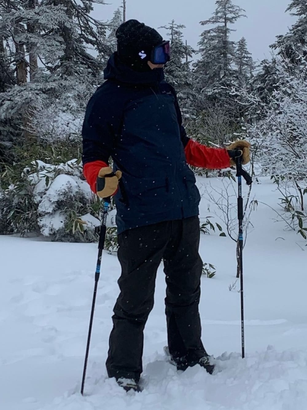 「スキー、スキーウェア、スキージャケット、雪山、雪山コーデ、雪国、雪の日、スノーボード、スノーボードウェア、スノーボードスタイル」｜「PeakPerformanceのアイテム（マウンテンパーカー、ブルー系）」を使った、Shun50さん（メンズ・170cm）の冬コーディネートの1枚目の写真