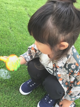 「AZUL by moussy（アズールバイマウジー）のアイテム（ワンピース/ドレス）」を使った、mona___*さん（キッズ・90cm）の秋コーディネート