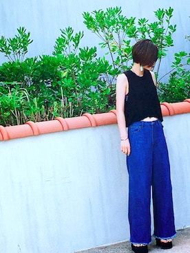 「CLOSE-UP（クローズアップ）のアイテム（パンツ）」を使った、YULI.さん（レディース・161cm）の夏コーディネート