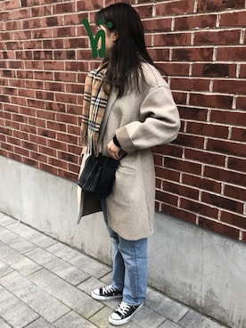 「BEAMS（ビームス）のアイテム（ピアス（両耳用））」を使った、harukaさん（レディース・157cm）の冬コーディネート