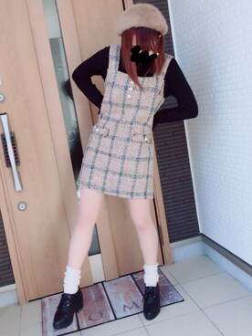 「GOGOSING（ゴゴシング）のアイテム（オールインワン・サロペット）」を使った、ゆんちゃさん（レディース・154cm）の冬コーディネート