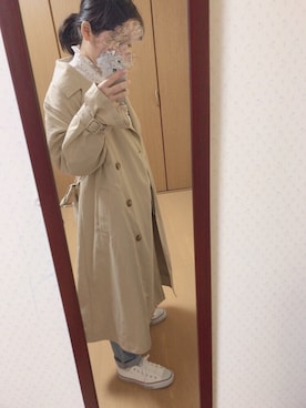 「w closet」｜「アイテム（トレンチコート）」を使った、黄色ぶたさん（レディース・155cm）の冬コーディネート