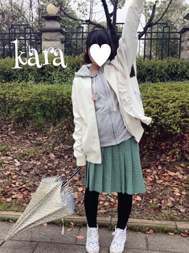 「Honeys（ハニーズ）のアイテム（スタジャン）」を使った、から様☆さん（レディース・153cm）の春コーディネート