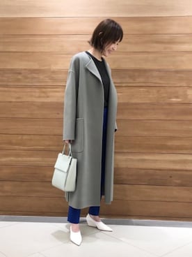 「ベーシック/トラッド」｜「アイテム（ノーカラーコート）」を使った、安田 智江さん（レディース・161cm）の秋コーディネート