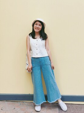 「blueandwhite」｜🐰さん（レディース・155cm）の夏コーディネート