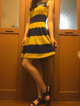 「MOUSSY（マウジー）のアイテム（ワンピース、イエロー系）」を使った、Miさん（レディース・154cm）の夏コーディネート