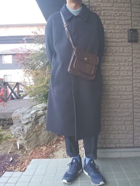 「EMMA  CLOTHES」｜「アイテム（ステンカラーコート）」を使った、しょーわさん（メンズ・168cm）の冬コーディネート