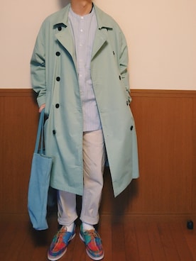 「春カラー」｜「アイテム（トレンチコート）」を使った、しょーわさん（メンズ・168cm）の春コーディネート