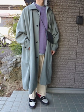 「EMMA  CLOTHES」｜「アイテム（ステンカラーコート）」を使った、しょーわさん（メンズ・168cm）の春コーディネート