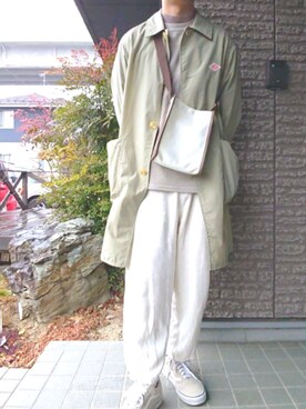 「CASPER JOHN」｜「アイテム（ステンカラーコート）」を使った、しょーわさん（メンズ・168cm）の冬コーディネート