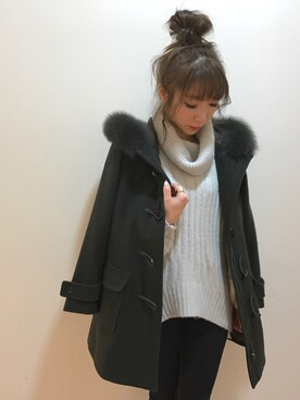 「UNRELISH」｜「アイテム（ダッフルコート）」を使った、yurikoさん（レディース・153cm）の冬コーディネート