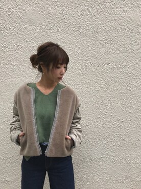 「UNRELISH」｜「アイテム（ブルゾン）」を使った、yurikoさん（レディース・153cm）の冬コーディネート