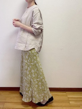 「小花柄」｜「アイテム（バレエシューズ）」を使った、suzu.さん（レディース・160cm）の春コーディネート