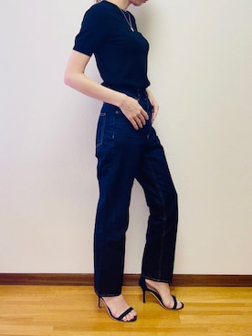 「ハイウエストストレートジーンズ」｜suzu.さん（レディース・160cm）の春コーディネート