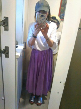 「cepo（セポ）のアイテム（キャップ）」を使った、ナッツさん（レディース・157cm）の夏コーディネート