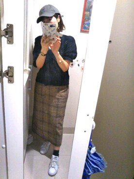 「cepo（セポ）のアイテム（キャップ）」を使った、ナッツさん（レディース・157cm）の秋コーディネート