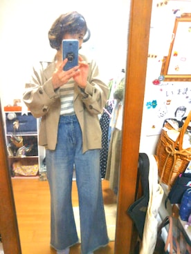 「DISCOAT（ディスコート）のアイテム（トレンチコート）」を使った、ナッツさん（レディース・157cm）の春コーディネート