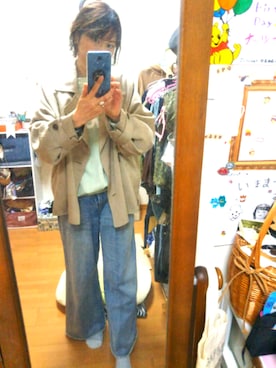 「DISCOAT（ディスコート）のアイテム（トレンチコート）」を使った、ナッツさん（レディース・157cm）の春コーディネート