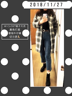「w closet（ダブルクローゼット）のアイテム（ダッフルコート、その他）」を使った、lemonade🍋さん（レディース）の秋コーディネート