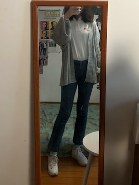 「SPAO（スパオ）のアイテム（ポロシャツ、ホワイト系）」を使った、lemonade🍋さん（レディース）の秋コーディネート