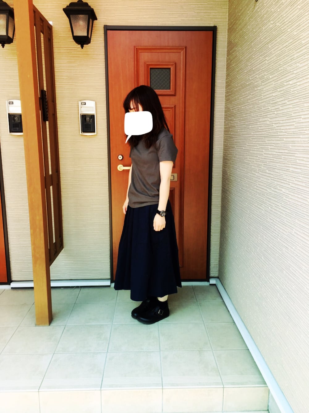 「UNIQLO U、Tシャツ、1000円」｜「UNIQLOのクルーネックT（半袖）（Tシャツ/カットソー、グリーン系）」を使った、ちー。さん（レディース・150cm）の夏コーディネートの1枚目の写真