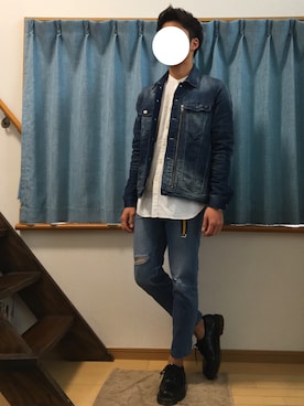 「AZUL by moussy（アズールバイマウジー）のアイテム（デニムジャケット）」を使った、kouさん（メンズ・165cm）の春コーディネート