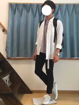 「黒リュック」｜「アイテム（アクセサリー）」を使った、kouさん（メンズ・165cm）の春コーディネート