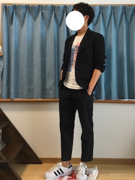 「ikka（イッカ）のアイテム（Tシャツ/カットソー、ホワイト系）」を使った、kouさん（メンズ・165cm）の春コーディネート