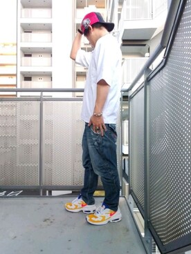 「PPFM（ピーピーエフエム）のアイテム（帽子）」を使った、ゆきだるまさん（メンズ・168cm）の春コーディネート