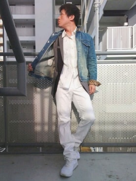 「PPFM（ピーピーエフエム）のアイテム（トップス）」を使った、ゆきだるまさん（メンズ・168cm）の春コーディネート